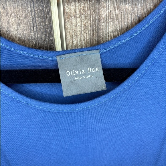 Olivia Rae T-Shirt Dress Flutter Sleeve Stretch Scoop Neck Blue Women's Size S - Picture 5 of 6
